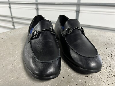 Vince Camuto Black Leather Bit Loafers with Silver Accent Sz 11 Vince Camuto Axyl Black Leather Bit Loafer Mens Sz 11 M New  main image 2