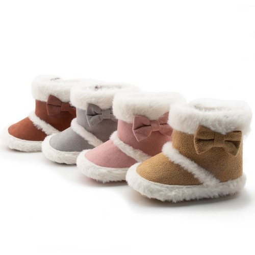 Baby Girls Boys Newborn Toddler Soft Shoes Warm Ankle Boots Fur Lined Winter US - Picture 3 of 20