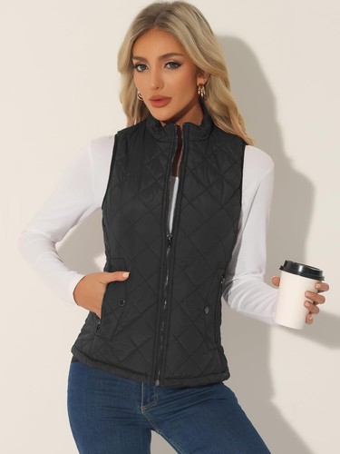 Chic Women's Lightweight Quilted Puffer Vest with Stand Collar & Pockets - Picture 5 of 8