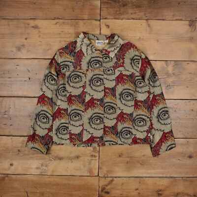 Vintage Chico's Design Gobelin Jacke M 90er Seidendruck bunt Damen