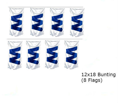 Chicago Cubs " W " Win 12x18 Rough Knitted Bunting String Flag Banner (8 Flags) - Picture 1 of 2