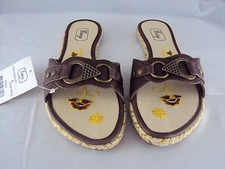 Women's Buckle Slide Sandal, Easy USA Style #S7817, Dark Brown NEW