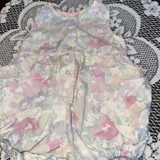Vintage 80 s Cuties Judy Baby Girl Pink Pastel Floral Lace Sun Romper 9 Mo EUC