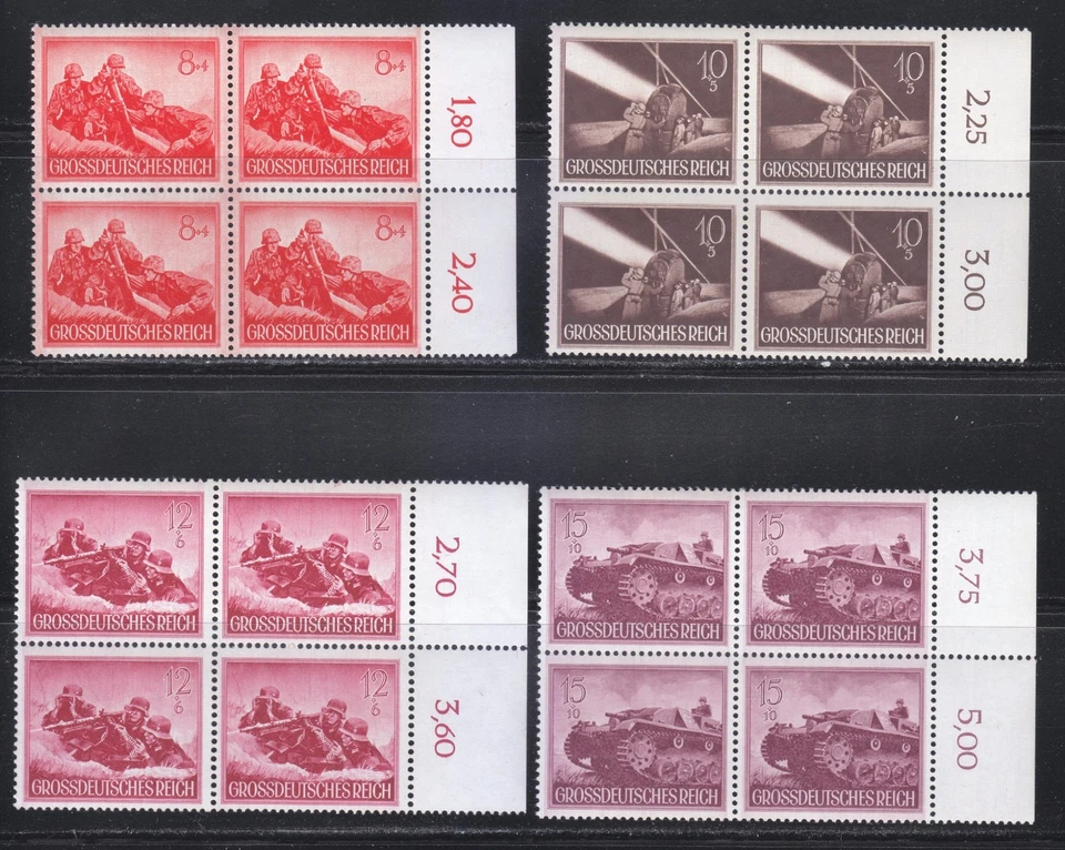 Germany MNH 1944 Mi 873 y-885y Sc B257-B269 Hero Memorial Day / Blocks ** - Image 4 of 4