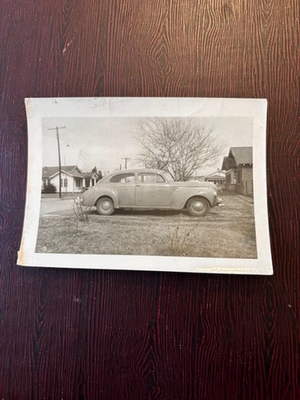#ad 1940 Dodge Luxury Liner? Parked in Residential Driveway Photograph Vintage $7.99