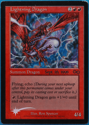 Lightning Dragon (Prerelease) FOIL Urza's Saga Promos HEAVILY PLD (494208) - Picture 1 of 2