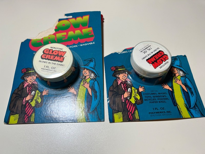 1 OZ. JARS OF "GLOW CREME" 2 Unopened Jars for Garments, Toys, Windows, etc