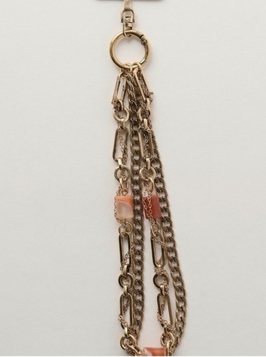 Free People Gold-toned Multi-Chain Phone Charm Bracelet Coral Beads NWT J099