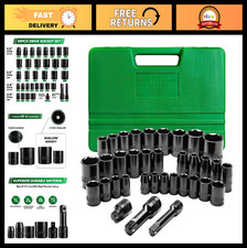 35-piece Impact Socket Set - 38 12 Drive Shallow Saemetric 6-point Cr-v 35-piece Impact Socket Set - 38 12 Drive Shallow Saemetric 6-point Cr-v