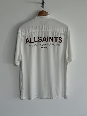 Allsaints Shirt Weiß Kurzarm Underground Ouija London Snake Logo L Relaxed
