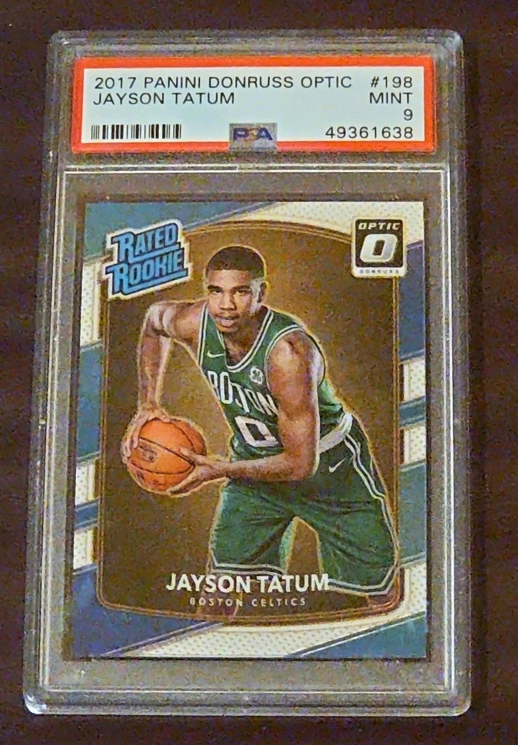 Panini 2017-18 Donruss Optic Jayson Tatum Rated Rookie #198 Celtics PSA view 1