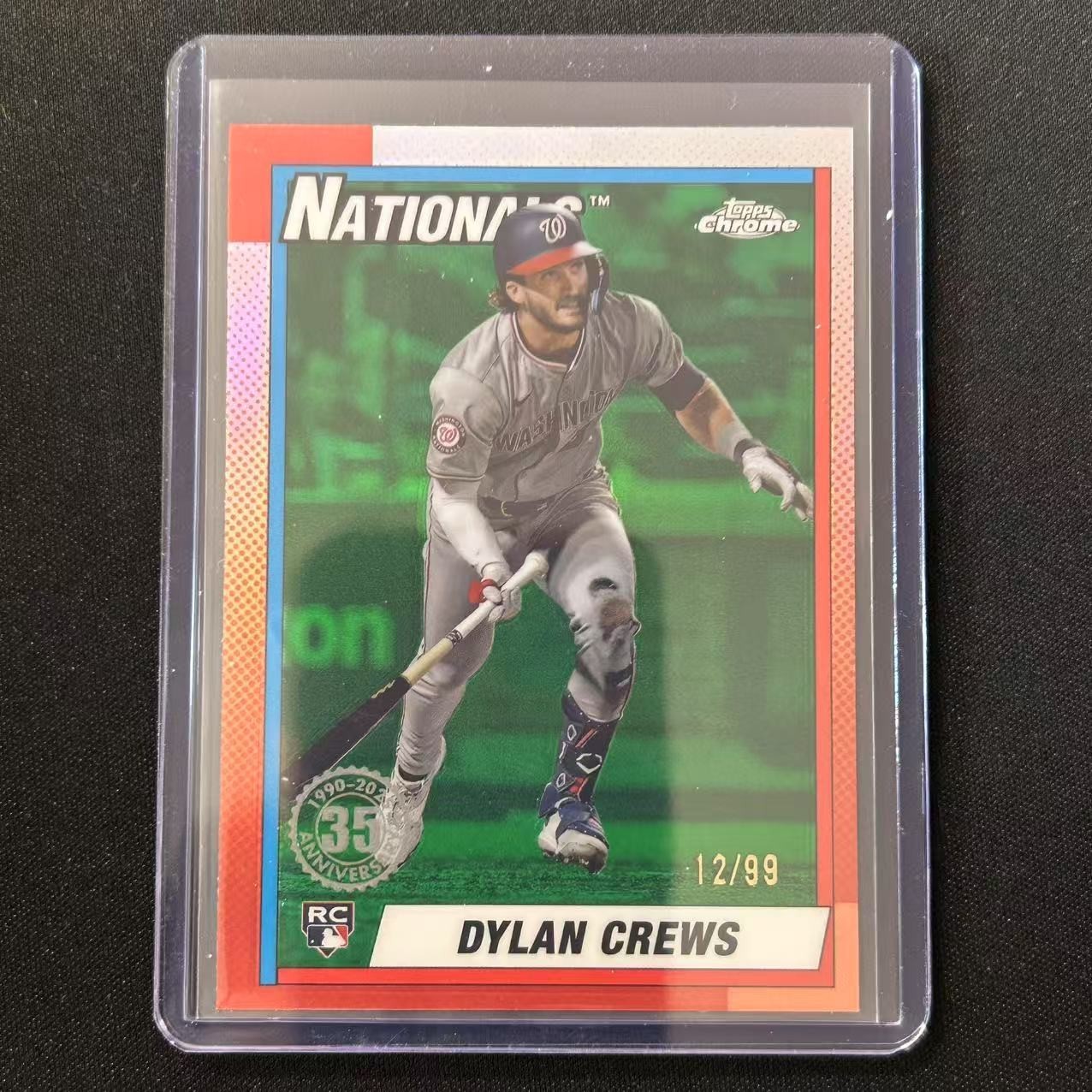 🔌2025 TOPPS CHROME BASEBALL 1990 TOPPS GREEN REFRACTOR /99 RC DYLAN CREWS