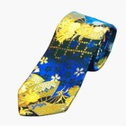 【Luxus】Nishijin Brokat Japanische Krawatte Faltfächer Motiv Blau Kyoto Anzug