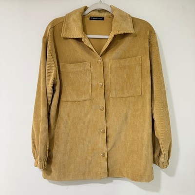 LC Waikiki Corduroy Button Down Shirt Women XS-S Curry Yellow Shacket | Boho 70s