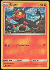 Carta Pokemon rara Litten SM02 Black Star Promo Sole e Luna Holo MP