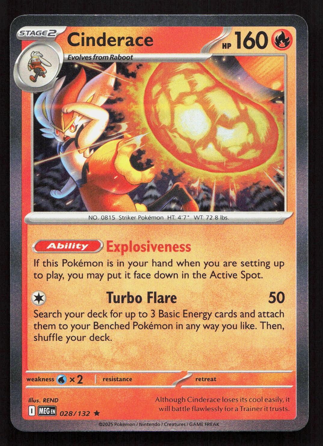 CINDERACE 028/132 Pokemon MEGA EVOLUTION Holo