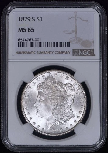 1879-S Morgan Silver Dollar $1 NGC MS65 - Nice White Coin!