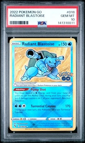 2022 POKEMON GO #018 RADIANT BLASTOISE PSA 10