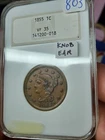 Photo of a 1855-P Large Cent from an eBay listing that sold on Jul 19, 2026
