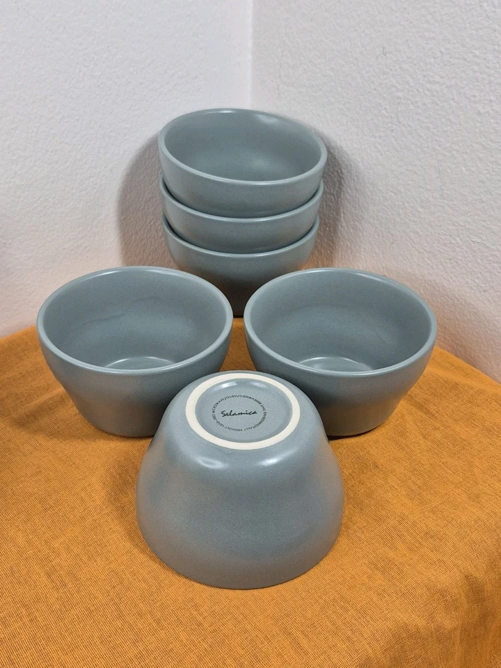 Conjunto de 6 tigelas de sobremesa de cerâmica Selamica 8 oz azul fosco - Imagem 2 de 4