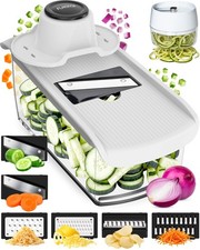 Fullstar Pro Mandoline Vegetable Slicer, Grater & Spiralizer 9 in 1, White