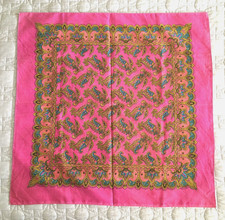 Vtg Bandana Selvedge Paisley Pegasus 24x23.5 Pink