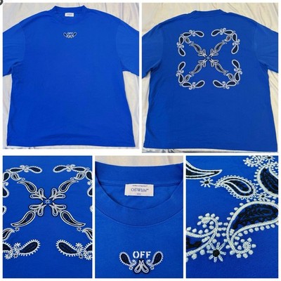 OFF-WHITE c/o Virgil Abloh Bandana Embroidered Arrow Skate Tee Blue Size XL $685
