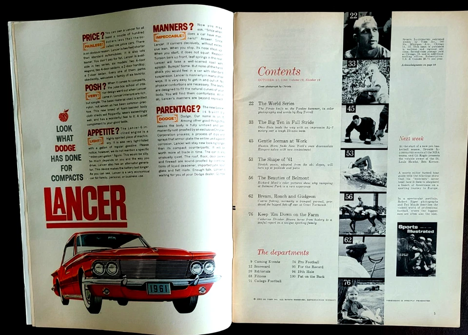 Sports illustrated NEWSSTAND issue World Series Report October 17 1960 No Label - Image 3 of 3