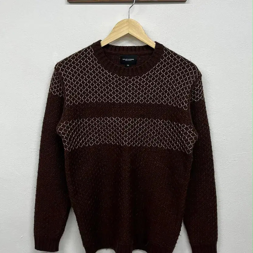 Solid Homme WU YOUNGMI Pattern Wool Knit Sweater L - image 2