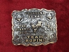 Texas Superstar Rodeo Champion 1997 Pasadena Team Roping TROPHY BUCKLE RARE 883