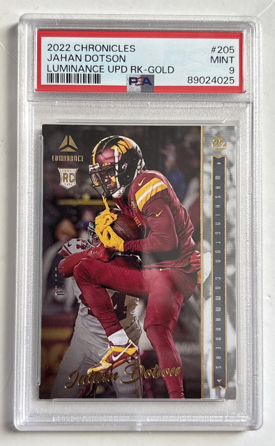 Jahan Dotson Panini Chronicles Luminance Update Rookies #205 Gold