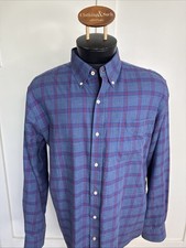 J. McLaughlin Button Down Shirt Long Sleeve Men Size Large Blue Red Plaid