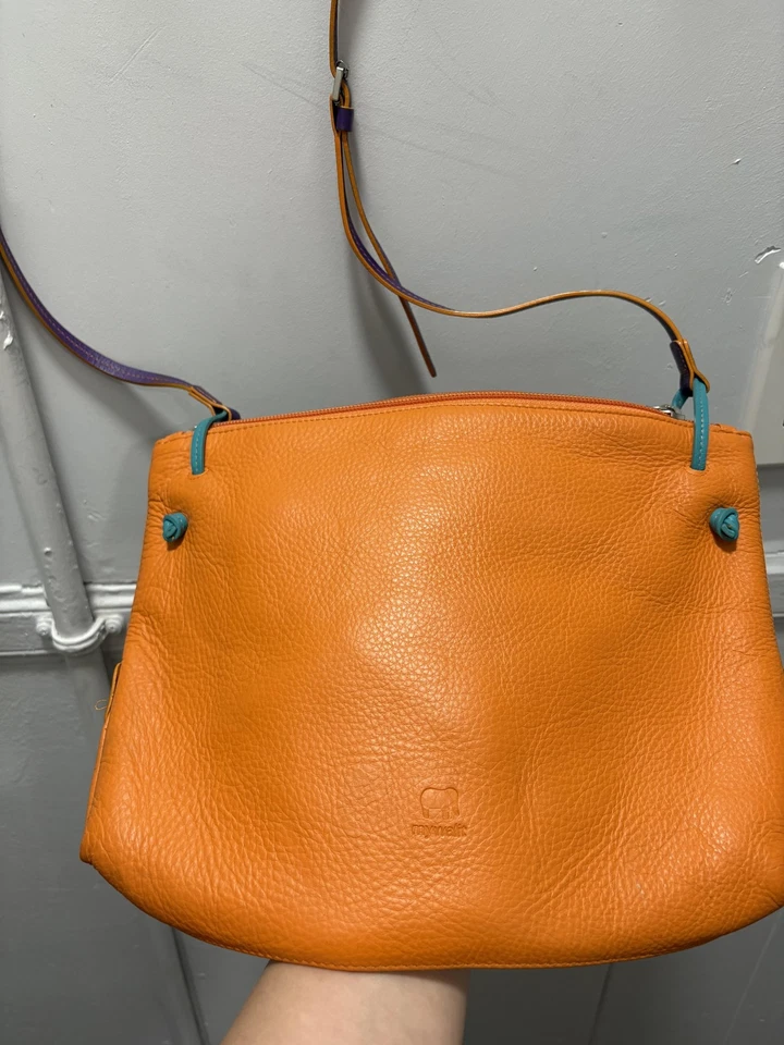 Bolso Bandolera Mywalit Mujer Cuero Naranja Multicolor Correa Ajustable Cremallera Foto 4 de 4
