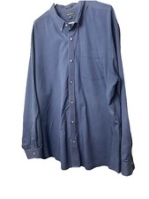Eddie Bauer Mens 3XL Blue Long Sleeve Button Down Cotton Twill Casual Shirt