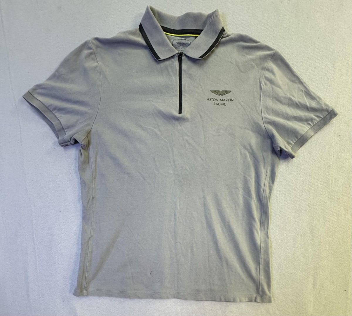 ハケットロンドン アストンマーティンレーシング コラボ ポロシャツ Hackett Polo Shirt Mens Large Gray Aston Martin Racing Pro 1/4 Zip