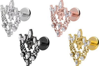 PIERCINGLINE  Piercing Stecker Titan Labret mit Gewinde GOTISCHE KRONE +