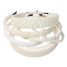 6PK Pearl Headbands for Women Slim and Wide pearl headband Cute Pearl Headban...