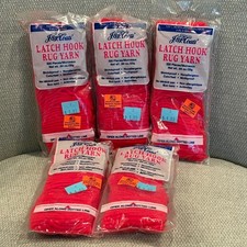 Set of 5 Pkgs J P Coats Latch Hook Rug Yarn  Color 901 Bright Red  FREE SHIP