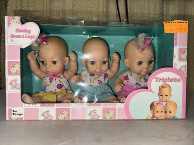Adorable Babies Triplets Dolls 1995 Toy Things 9'' Moving Arms & Legs Brand New