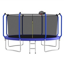 14FT Trampoline with Basketball Hoop Enclosure Net ASTM Approved