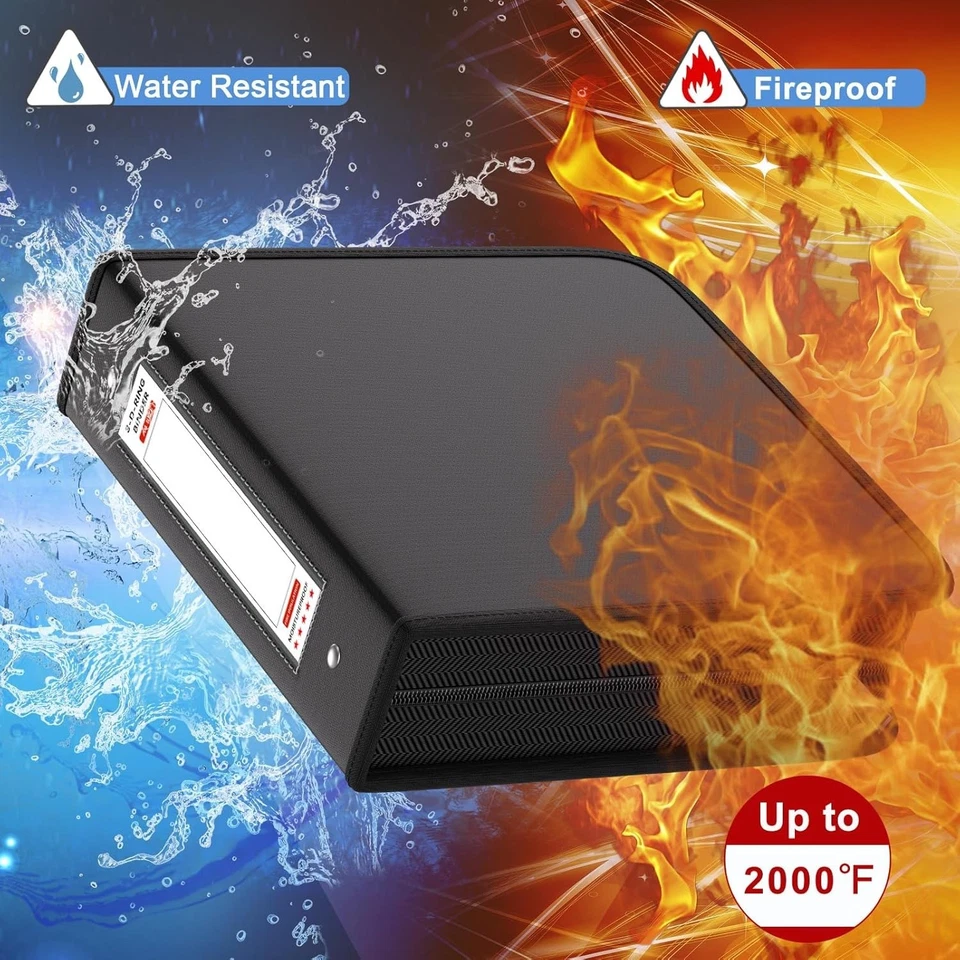 Carpeta ignífuga de 3 anillos con cremallera, anillos en D de 2,5 pulgadas sostienen 650 hojas de 8,5" Foto 2 de 4