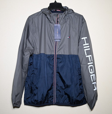 Tommy Hilfiger Men's XL Lightweight Hooded Windbreaker Full Zip Jacket NWT