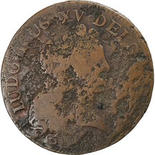 [#132379] France, Louis XV, 1/2 Sol au buste enfantin, 1721, Paris, Copper, F