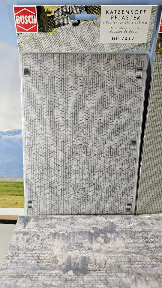 Eight Busch (Germany) HO Scale Decoration Street Panels (6"x8") #7035 & #7414 - Image 2 of 4