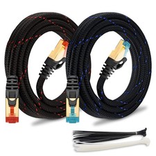 Cat 7 Ethernet Cable 10GBPS High Speed Braided LAN with RJ45 Connector 2pack
