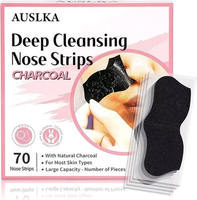 Blackhead Pore Strips 70 Counts - Deep Cleansing Charcoal Nose Strips