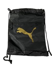 Mochila con cordón negra PUMA bolsa saco de gimnasio logotipo dorado bolsa de deportes ajustada