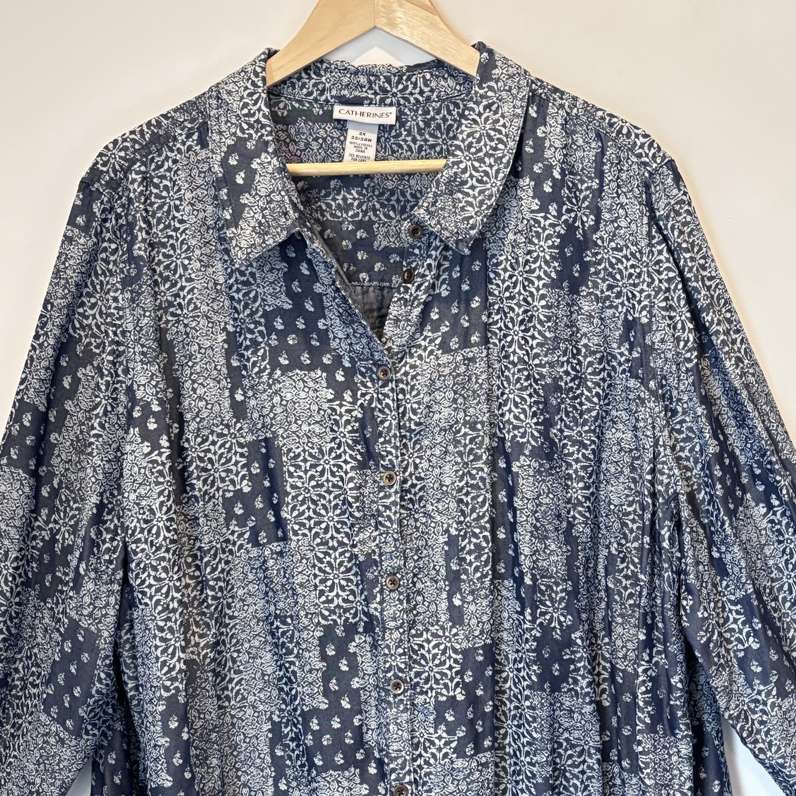 Catherines Lyocell  Floral Patchwork Boho Button … - image 2