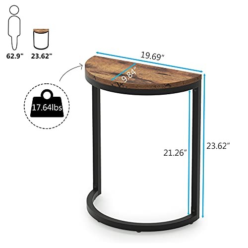 Beistelltisch halbrund, kleiner halbrunder Beistelltisch mit Metallgestell, 1 braun - Bild 6 von 7