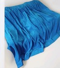 1 single very wide vintage lined blue cotton velvet curtain 60" long x 106" wide